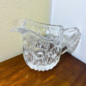 Vintage Pressed Glass Creamer-Starburst/Panel Design-EAPG Style